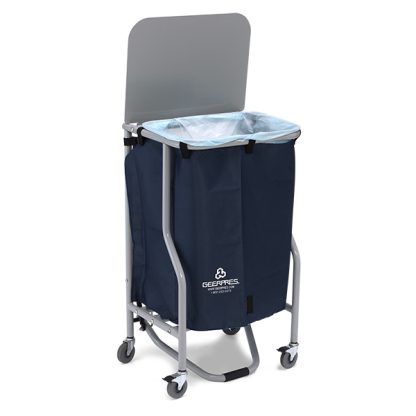 linen hamper with lid open