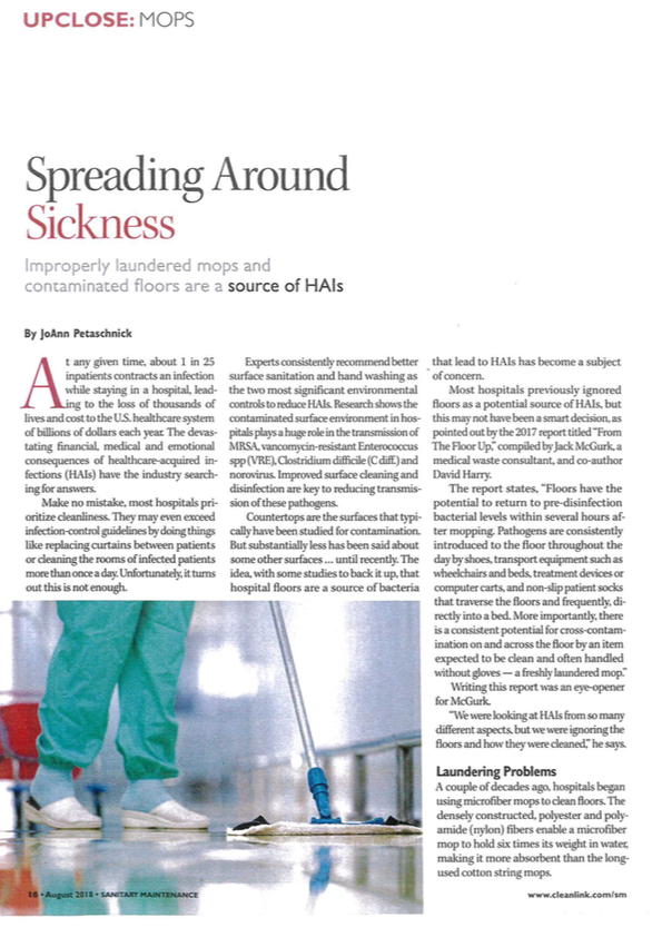 Sanitary Maintenance – “Spreading Around Sickness” Article Features Geerpres® Research